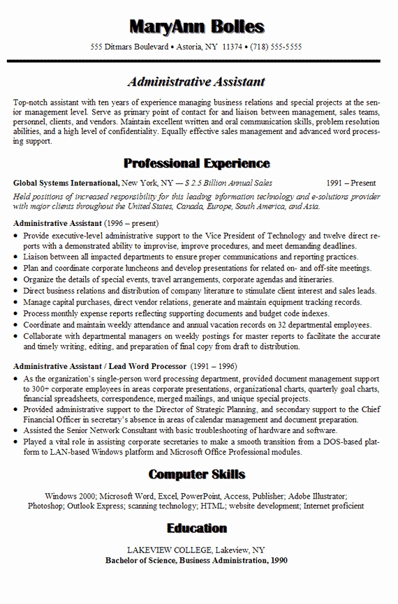 Resume format Of Administrative assistants south Florida