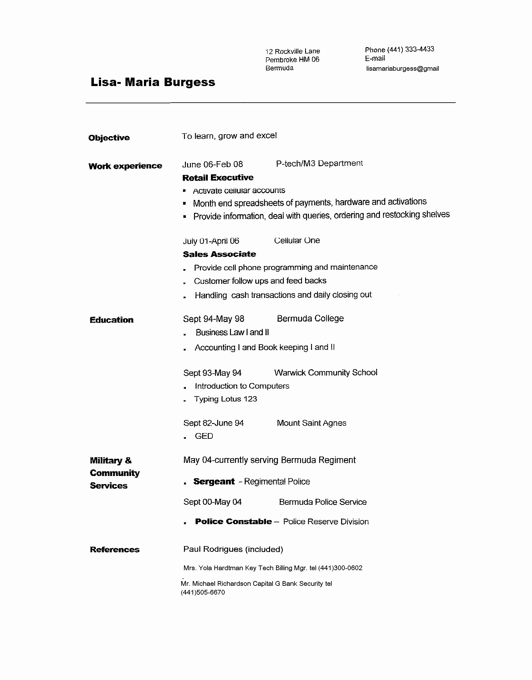 Resume format Resume Samples to Copy and Paste