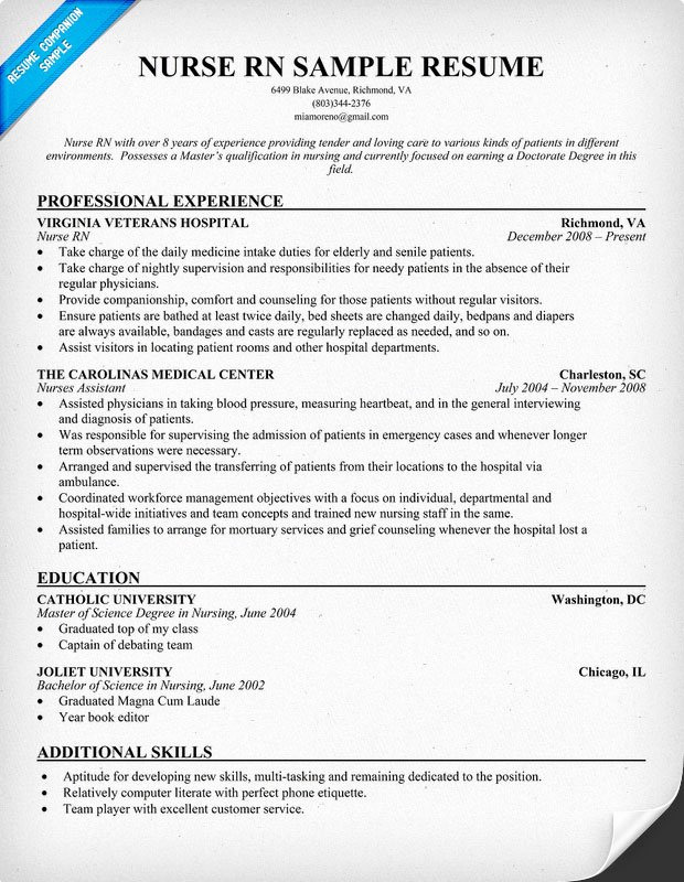 Resume format Resume Writing for Registered Nurses