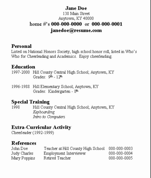 Resume format Resume Writing for Students with Disabilities