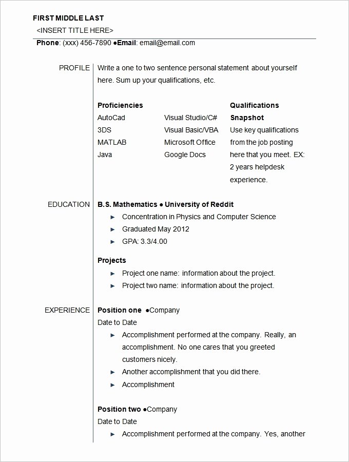 Resume format Sample for Student