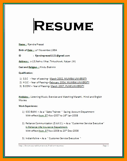Resume format Word F Resume