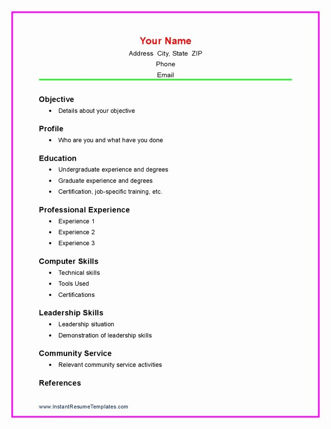 resume formats for high school students