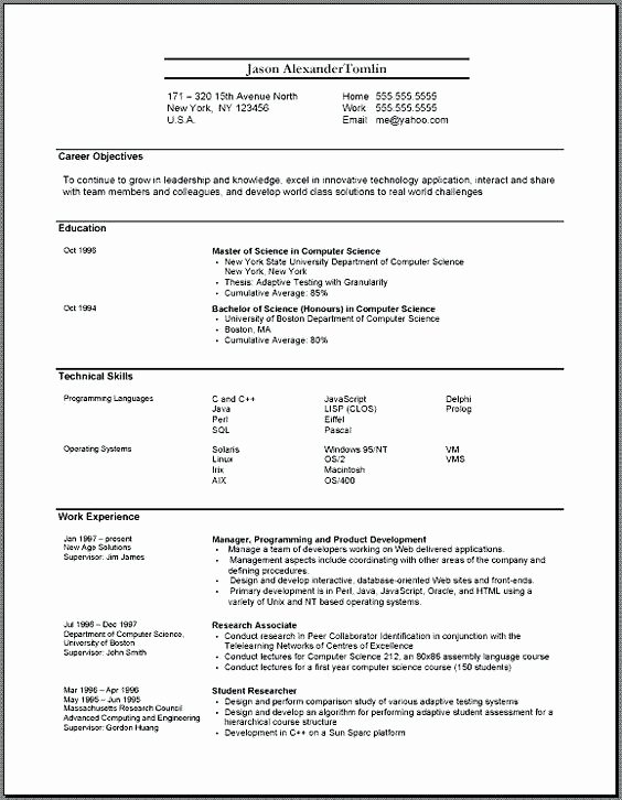 Resume Models In Word format 9 Professional Samples