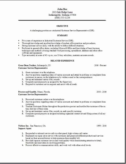 Resume Objective Examples for Customer Service