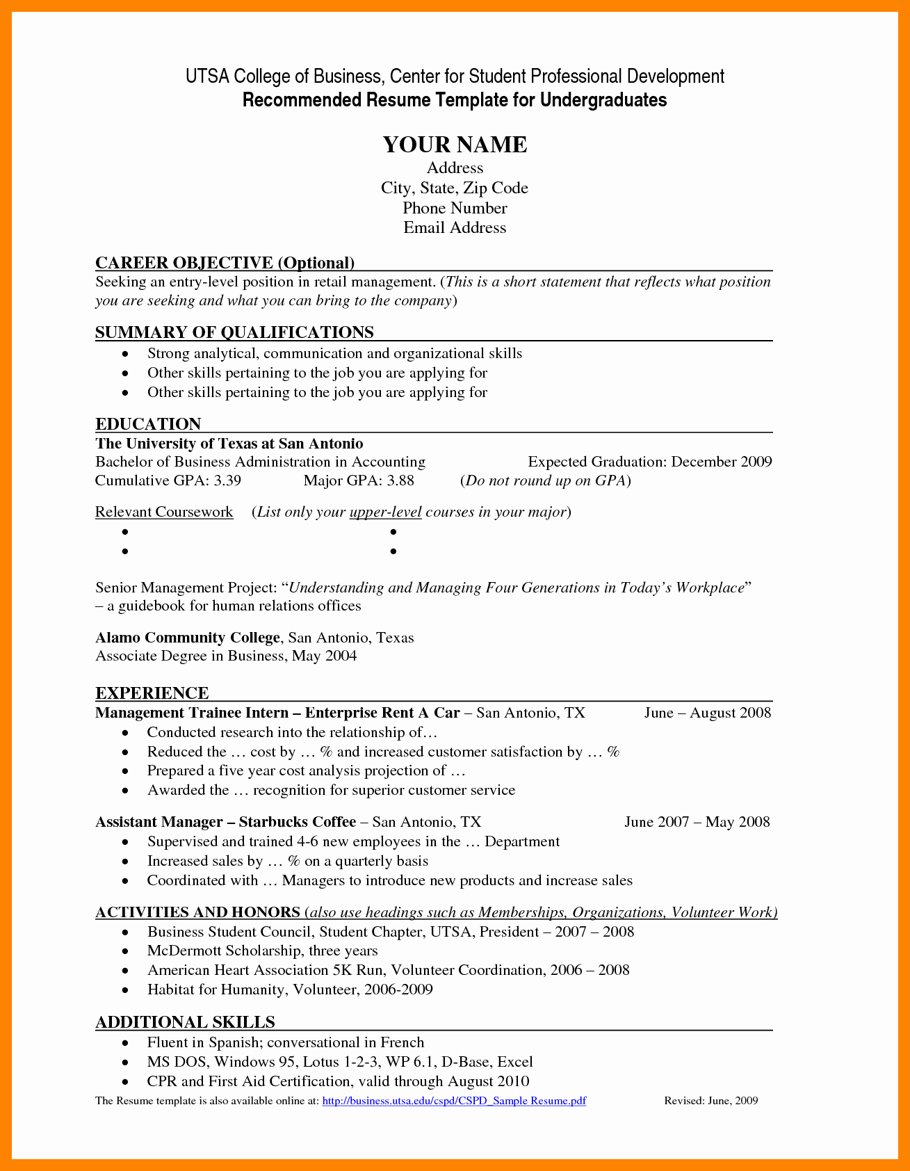 Resume Objective Examples for Recent College Graduates