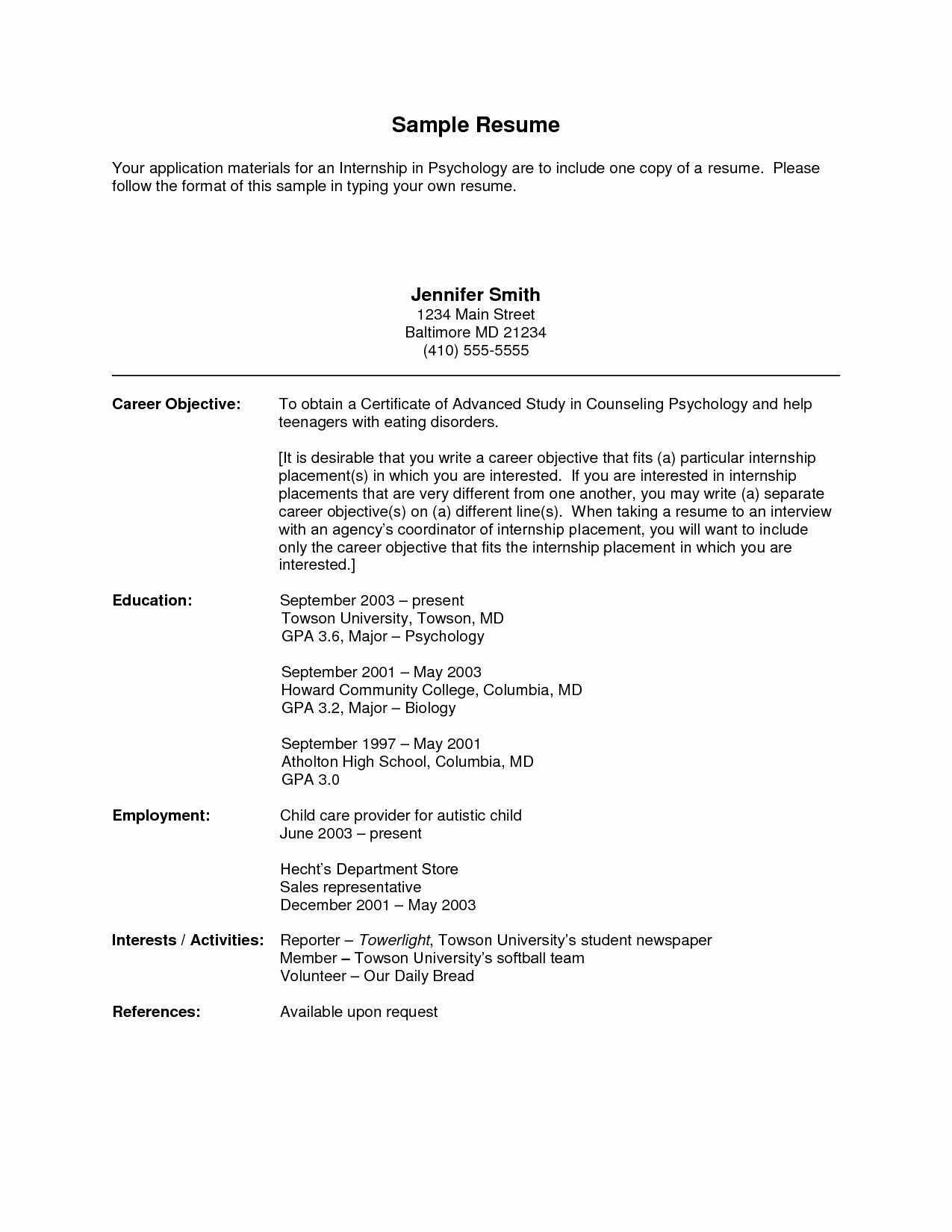 Resume Objective Examples for Teenagers Sample Objective
