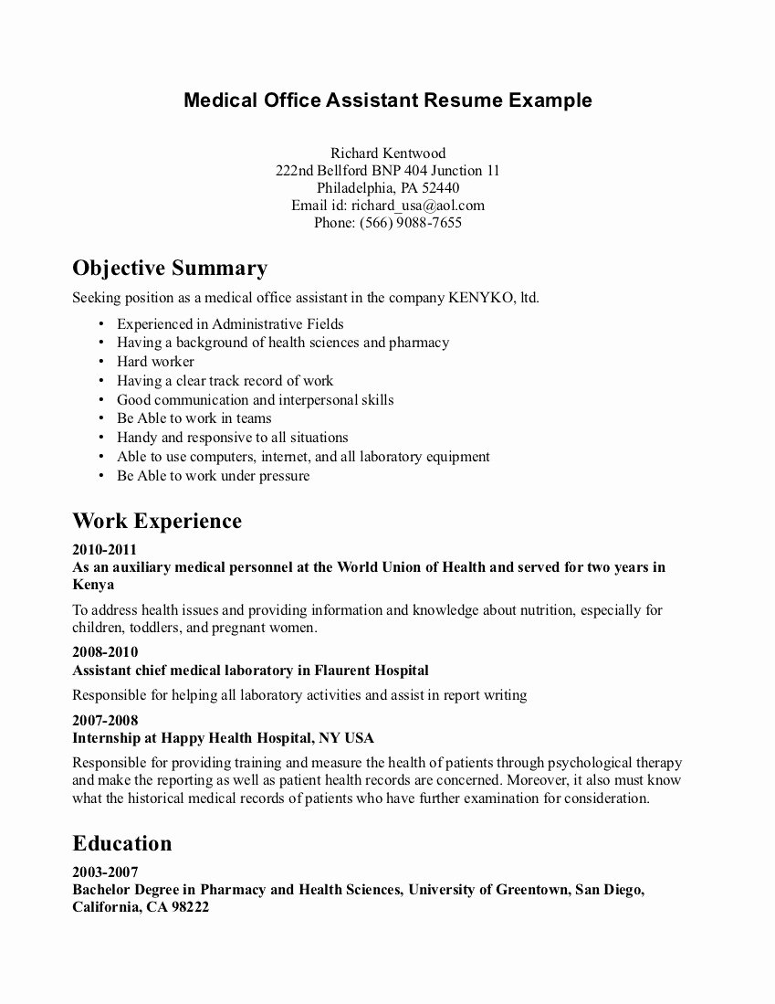 Resume Objective for Fice assistant Sample