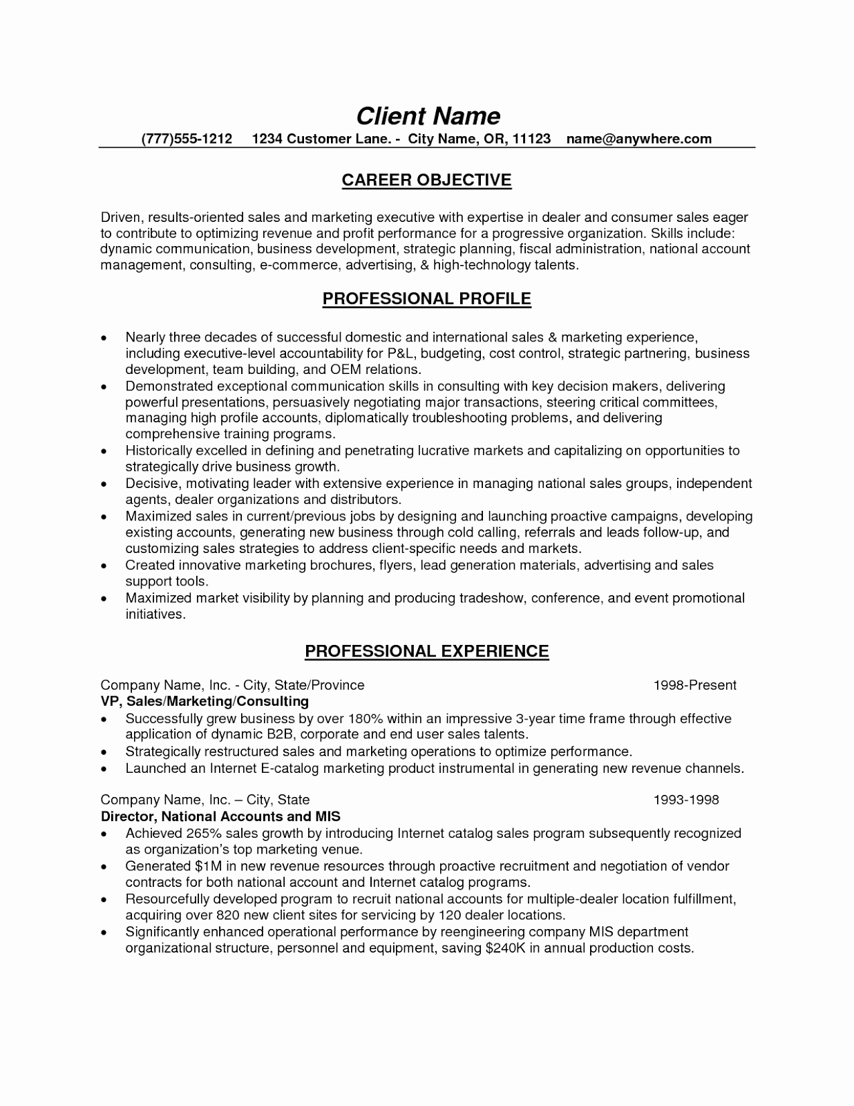 resume objective statement 2603