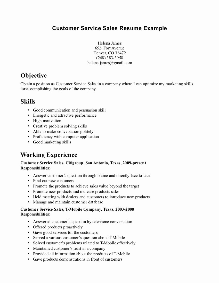 Resume Objective Statement for Customer Service