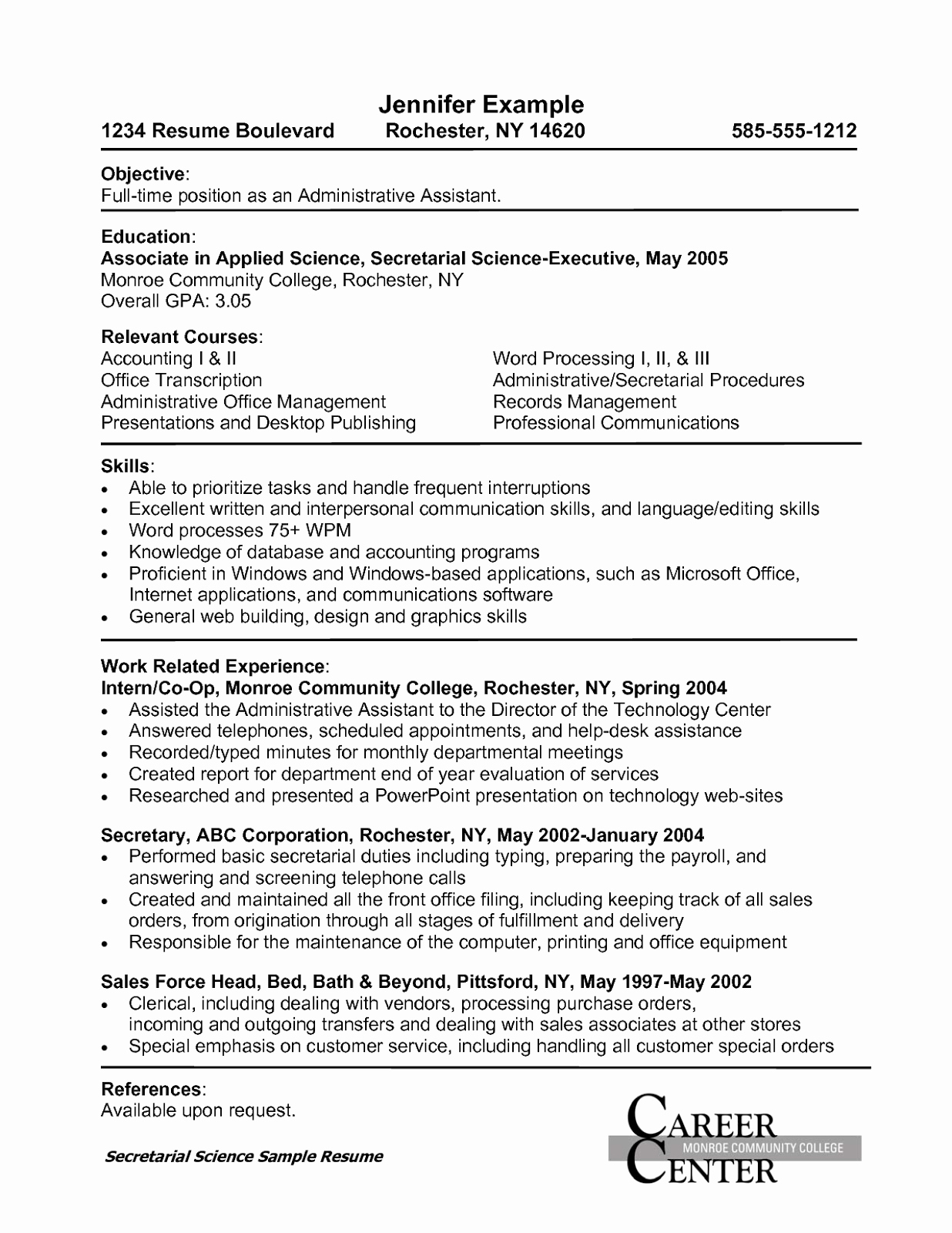 Resume Objectives Administrative assistant Entry Level