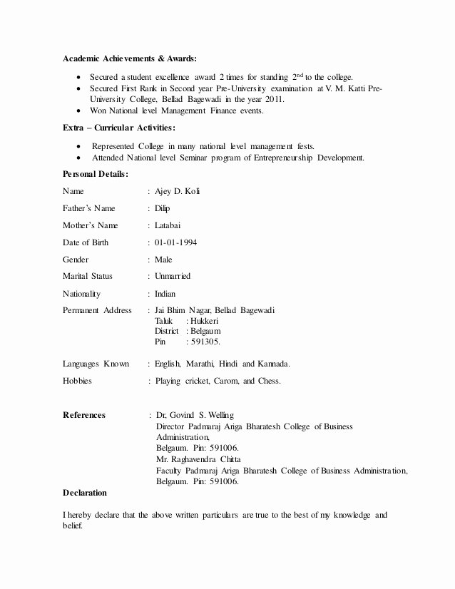 Resume Of Ajey for Job