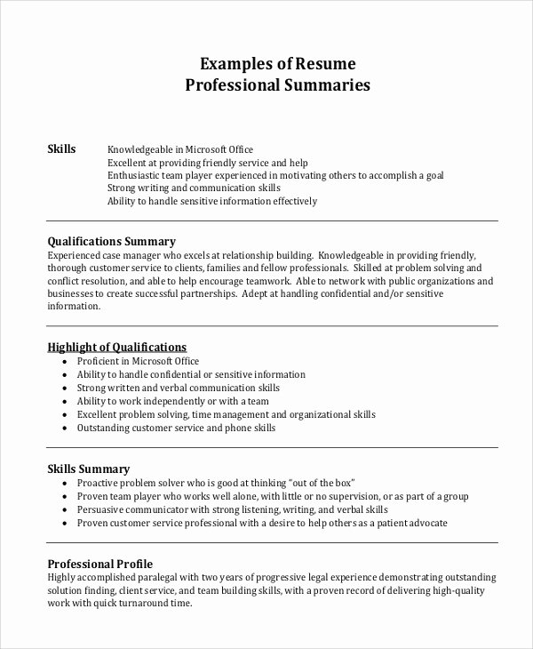 Resume Professional Summary F Resume