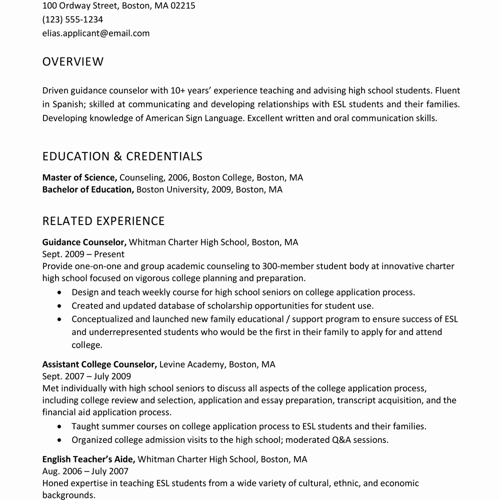 Resume Profile Examples for Many Job Openings