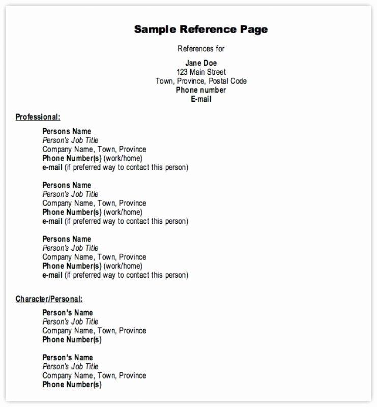 Resume Reference format