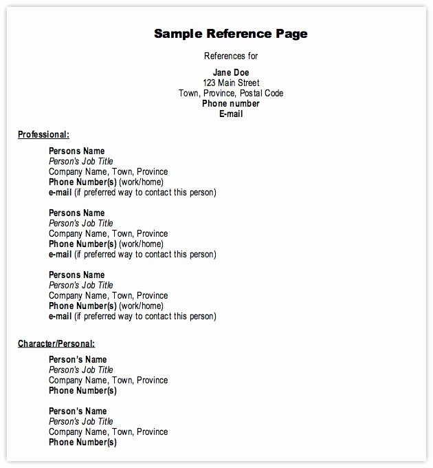 Resume Reference Template