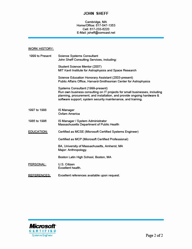 Resume References Template