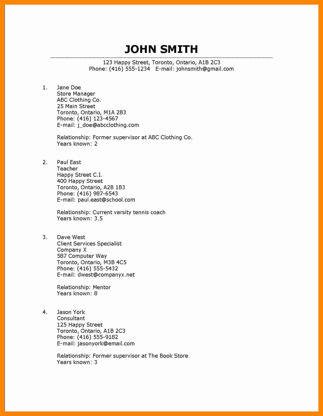 Resume Resume Reference Template