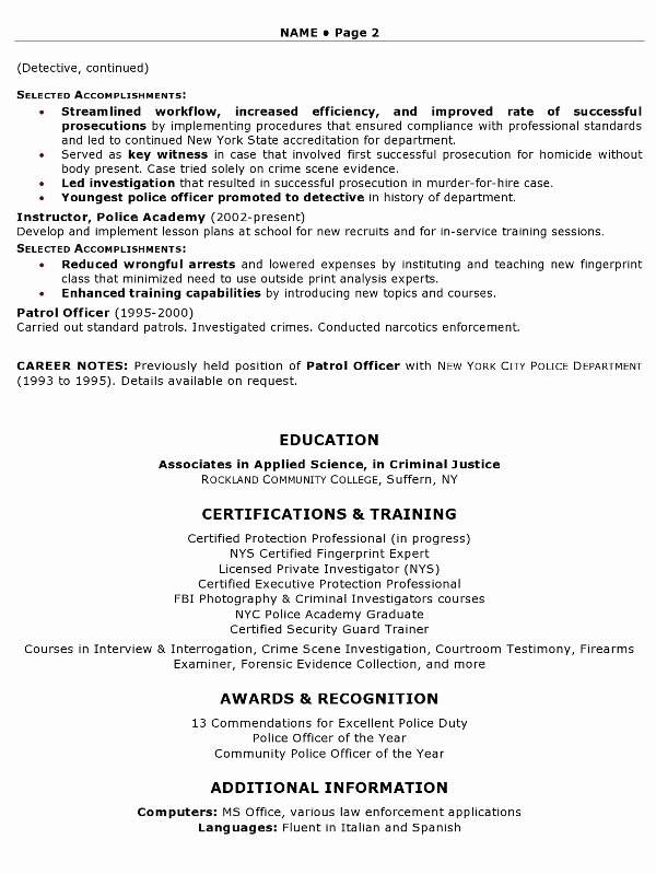 Resume Sample 14 Security Law Enforcement Professional