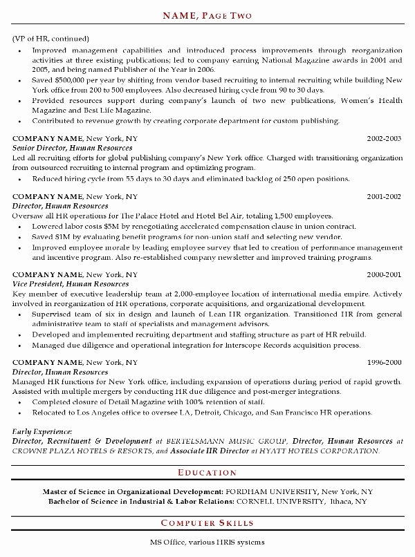 Resume Sample 20 Human Resources Executive Resume