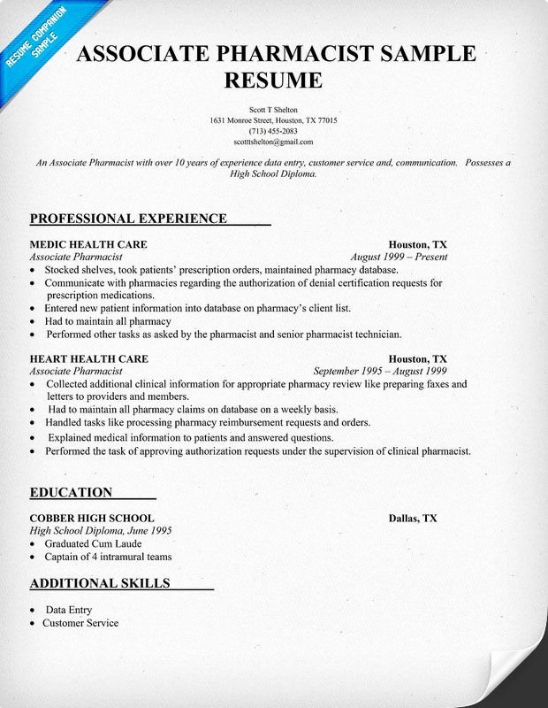 Resume Sample associate Pharmacist Resume Panion