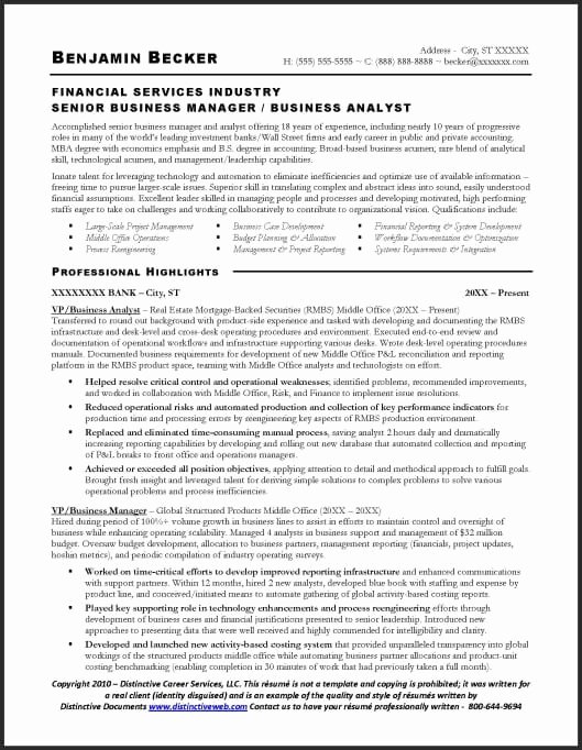 Resume Sample Business Analyst