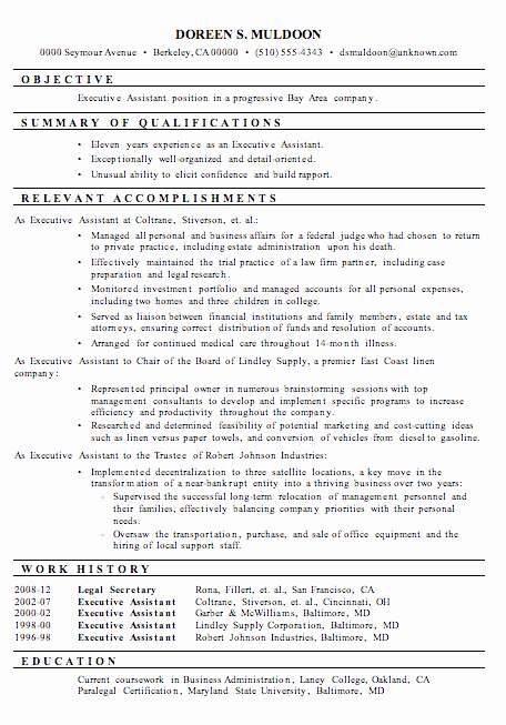 Resume Sample Executive assistant