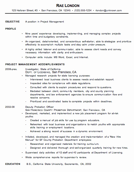 Resume Sample for A Project Manager Susan Ireland Resumes