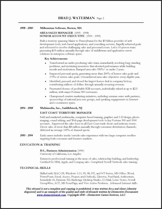 Resume Sample for A Sales Executive