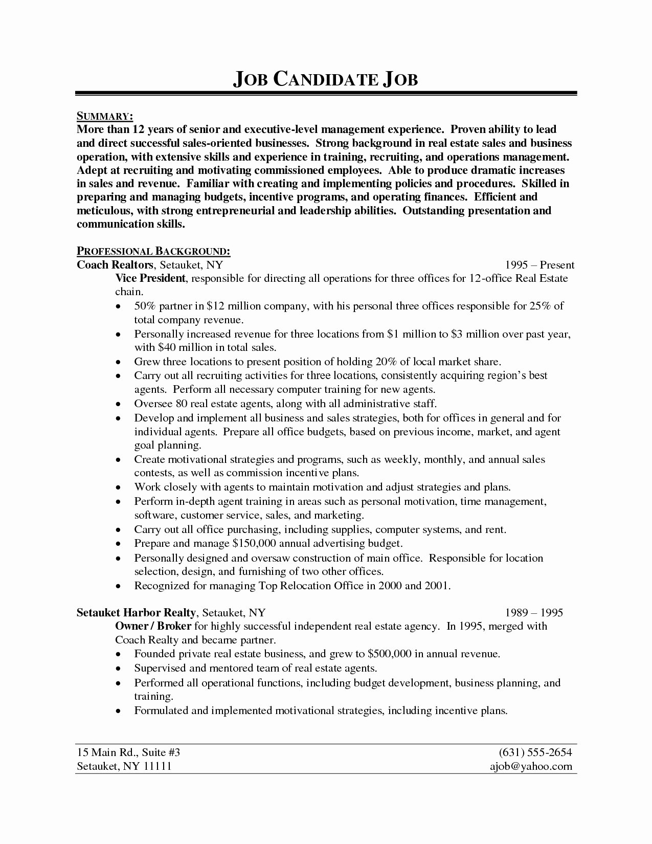 Resume Sample for Real Estate Agent Resume Ideas