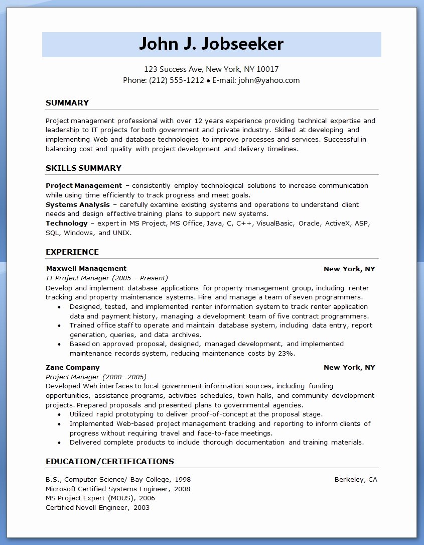 Resume Samples for Entry Level Manager – Perfect Resume format