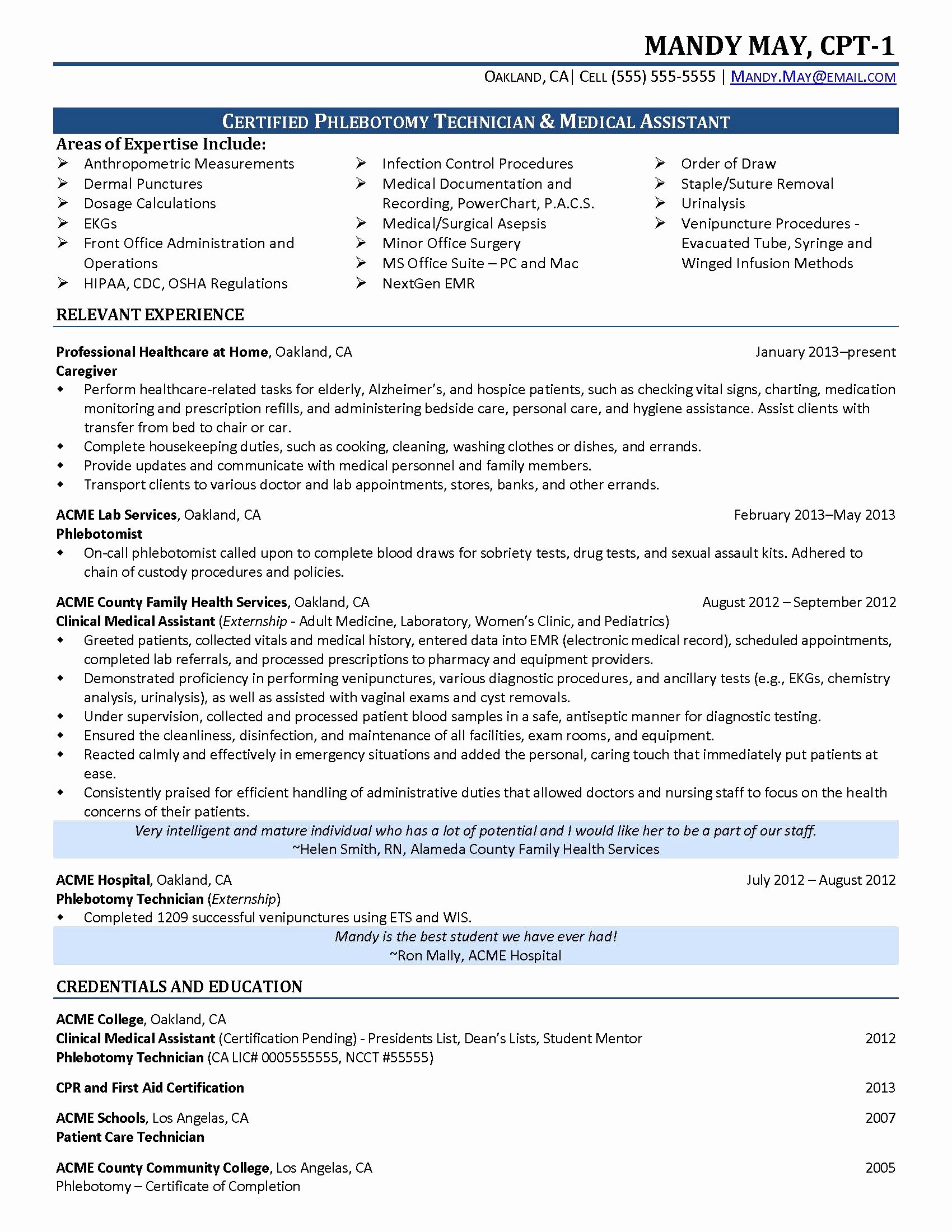 Resume Samples for Medical assistant Student