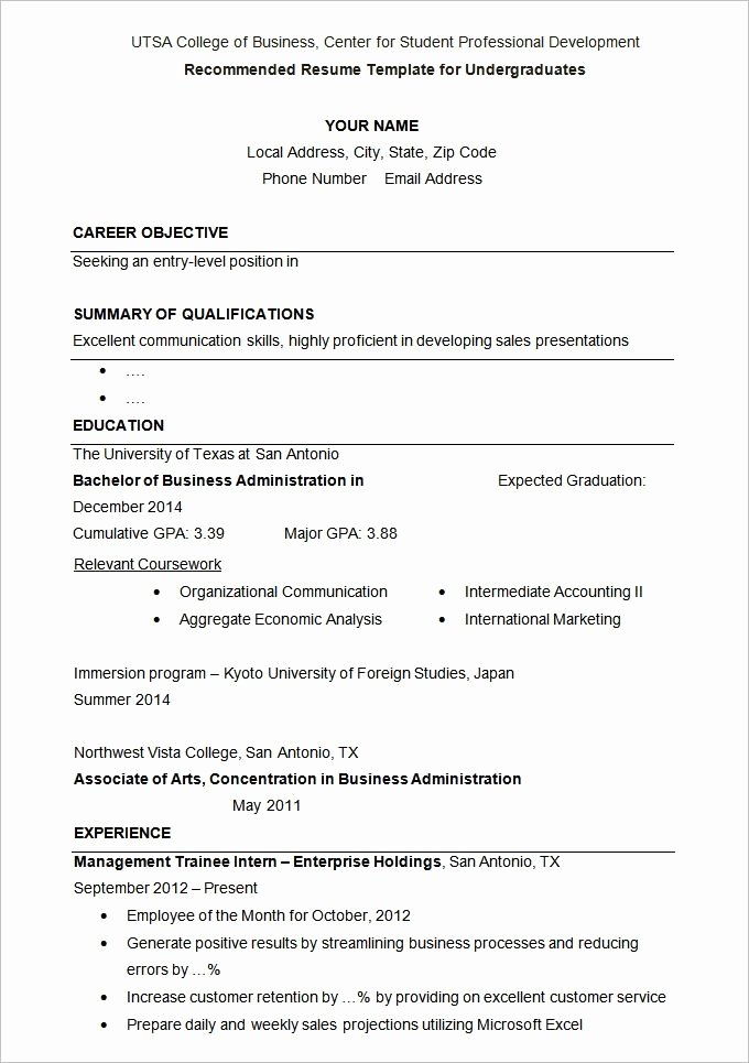 Resume Samples for University Students Best Resume