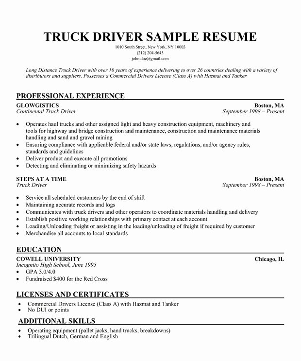 Resume Samples Local Delivery Driver Resume