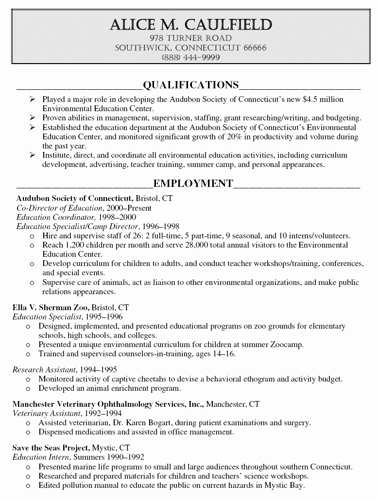 Resume Samples with Education Section Resume Examples