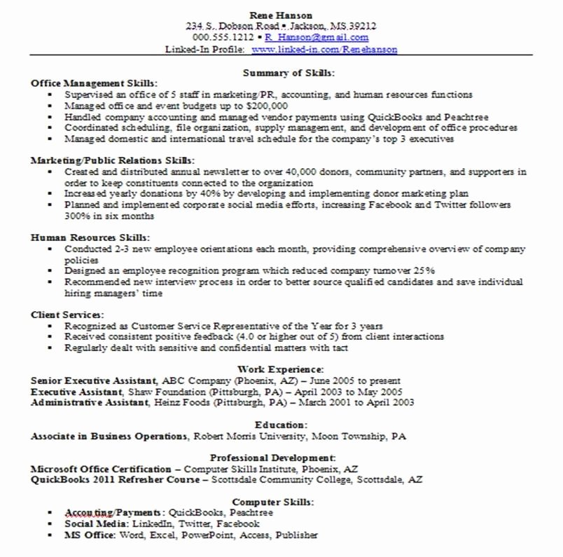 Resume Skills Section Example