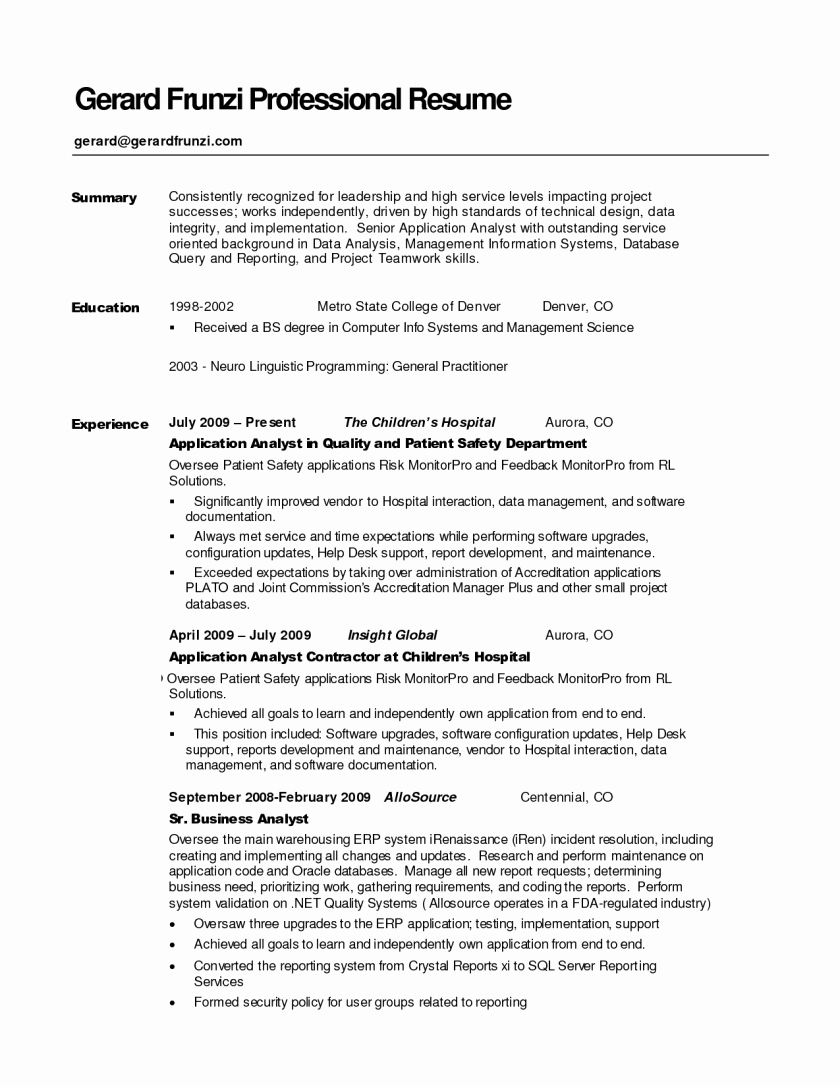 Resume Summary Statement Examples
