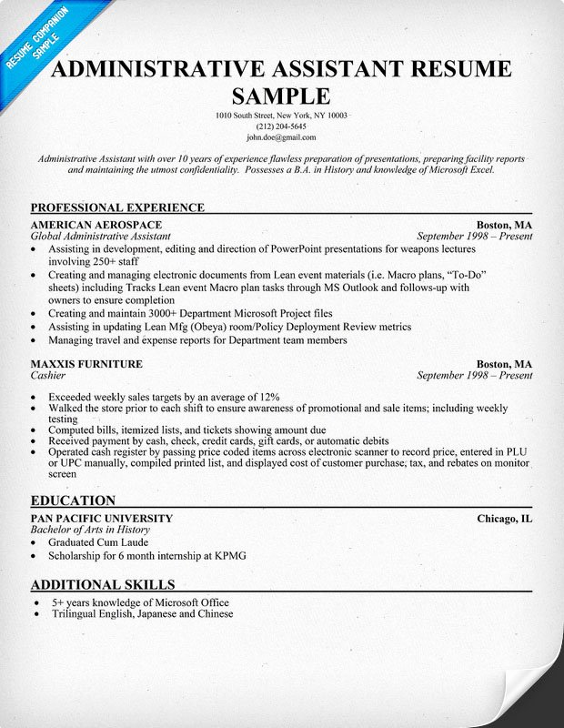 Resume Template Administrative assistant