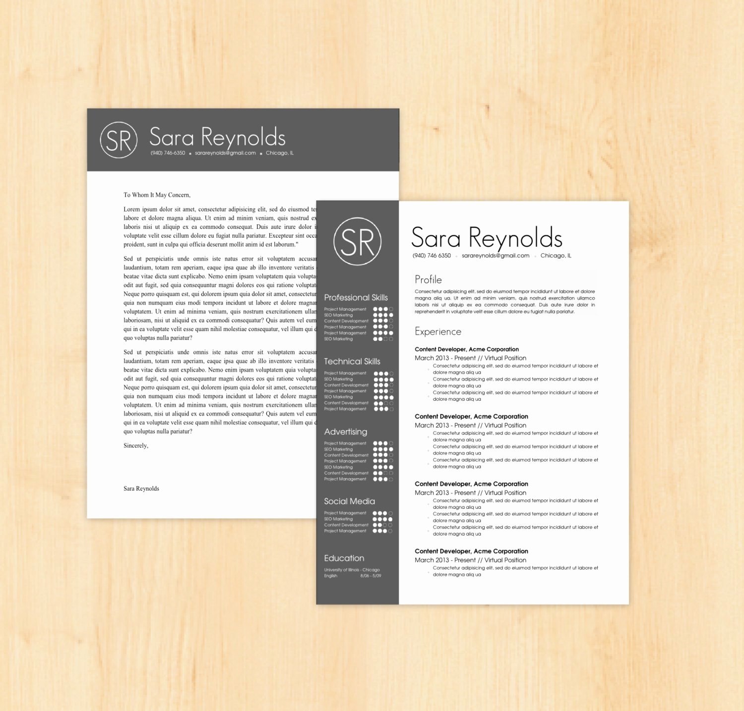 Resume Template Cover Letter Template the Sara by Phdpress