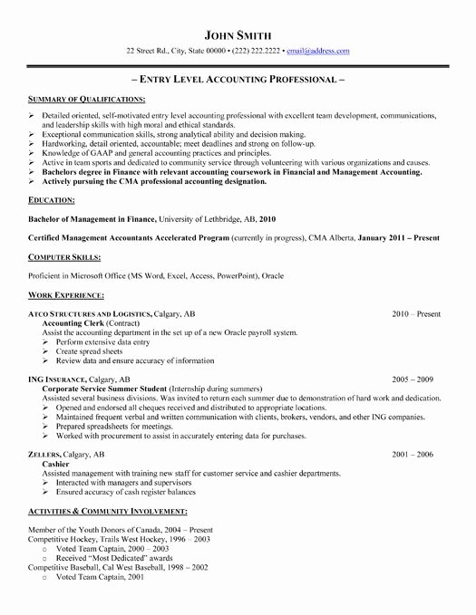 Resume Template for Entry Level