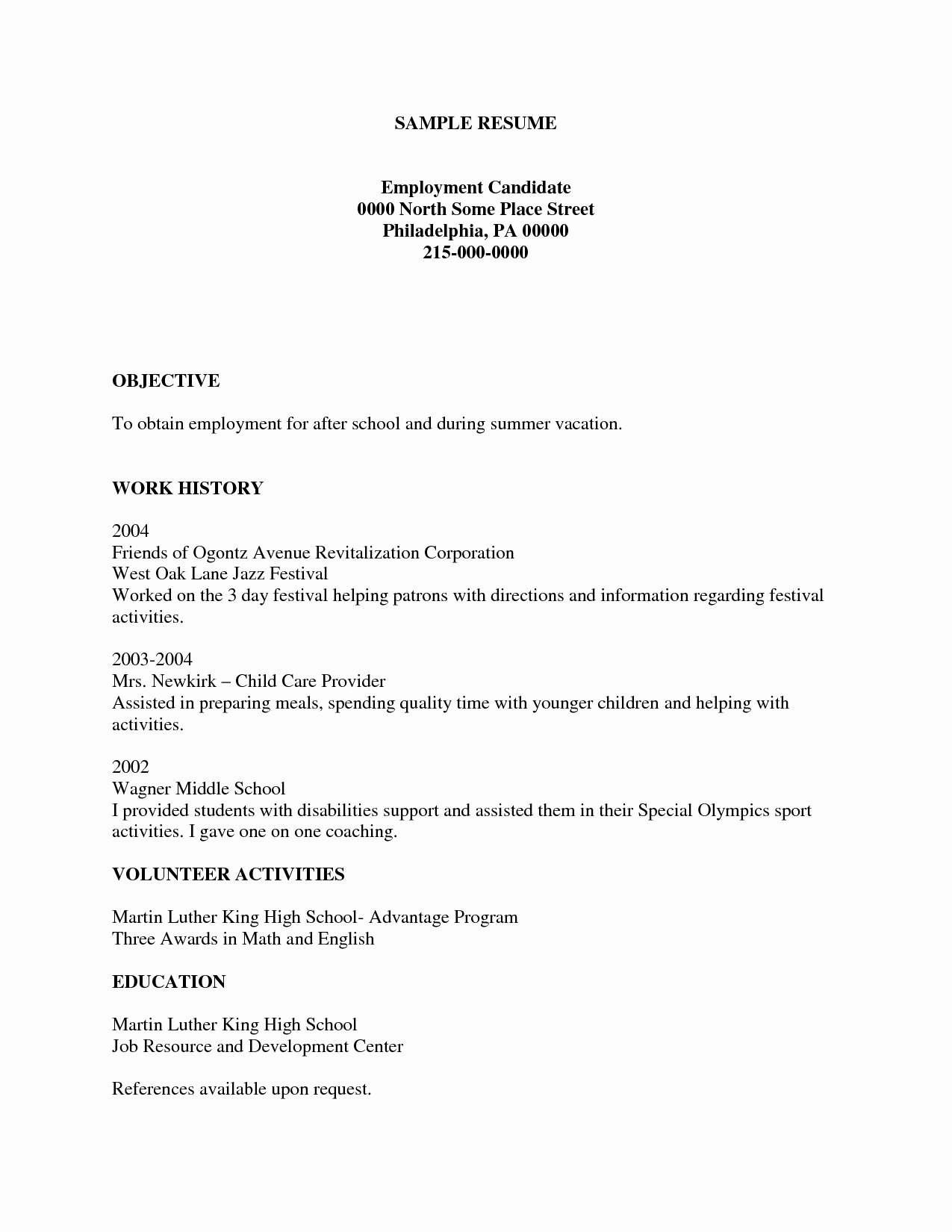 Resume Template for Kids