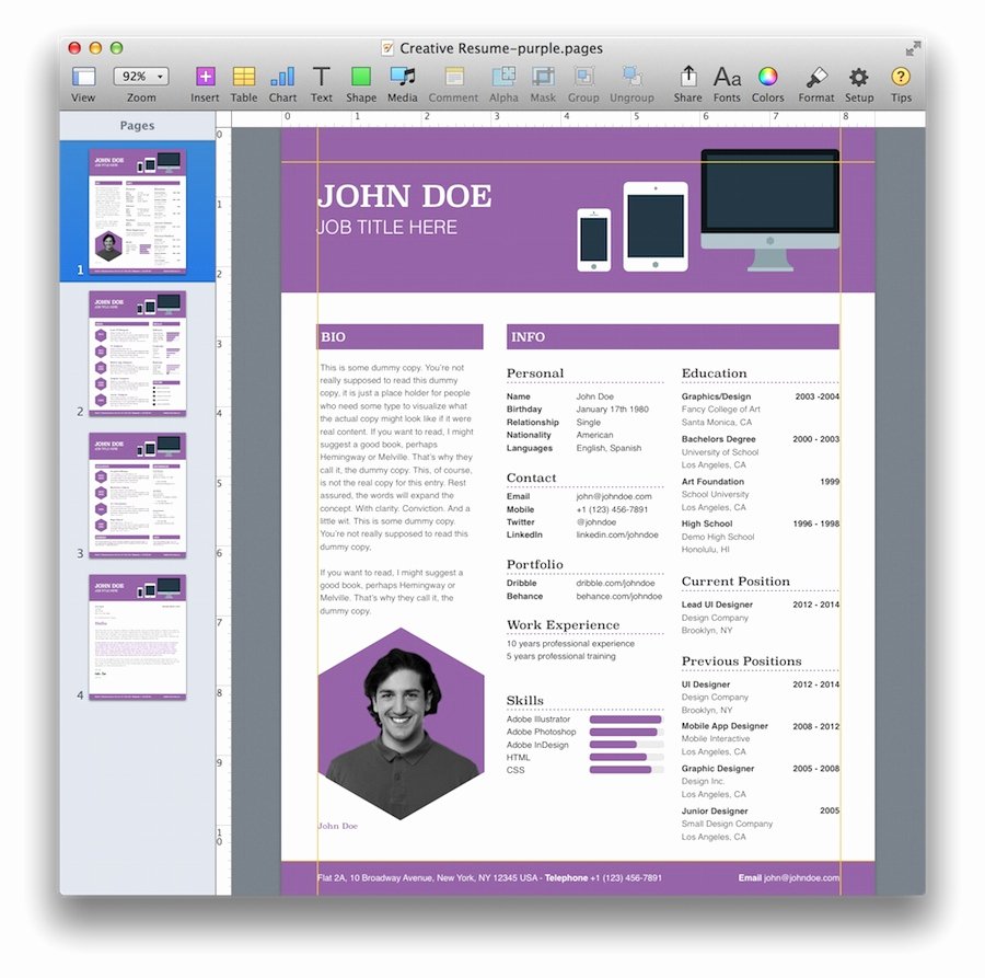 Resume Template for Mac Word