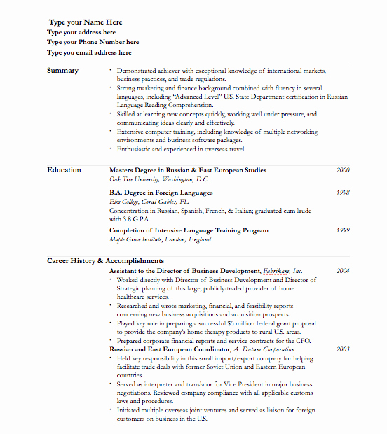 Resume Template for Pages