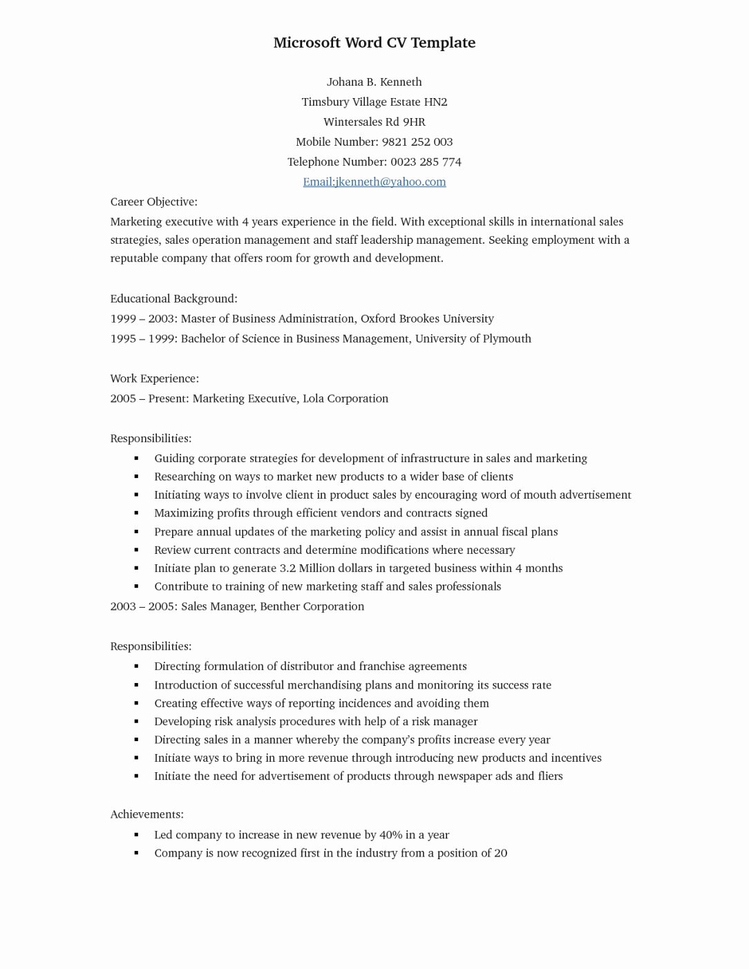 resume template microsoft word 2017