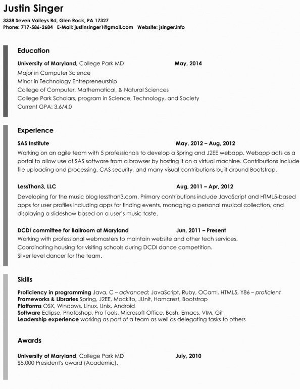 Resume Template to Copy and Paste