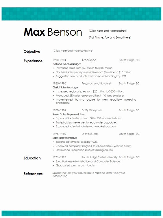 Resume Template Words and Aqua On Pinterest