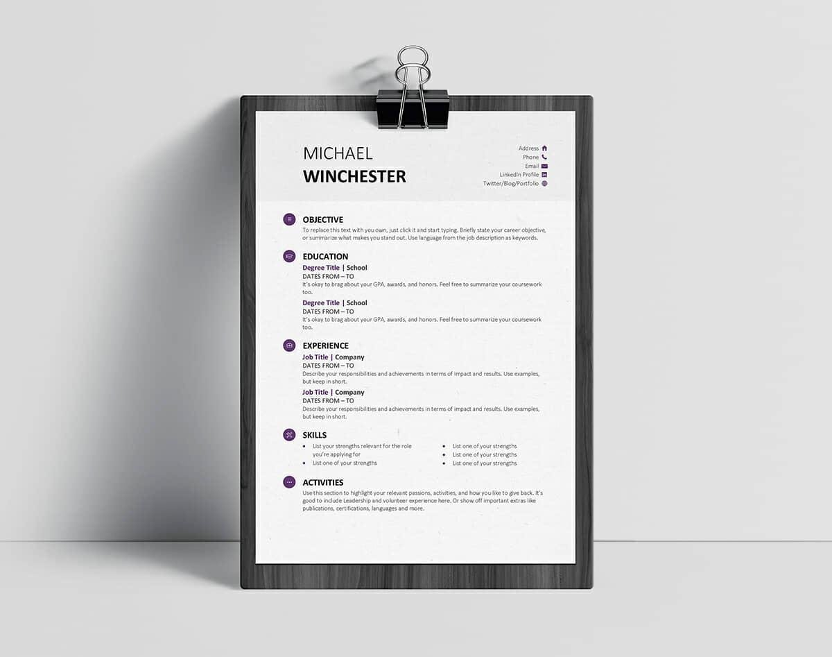 Resume Templates for Word Free 15 Examples for Download