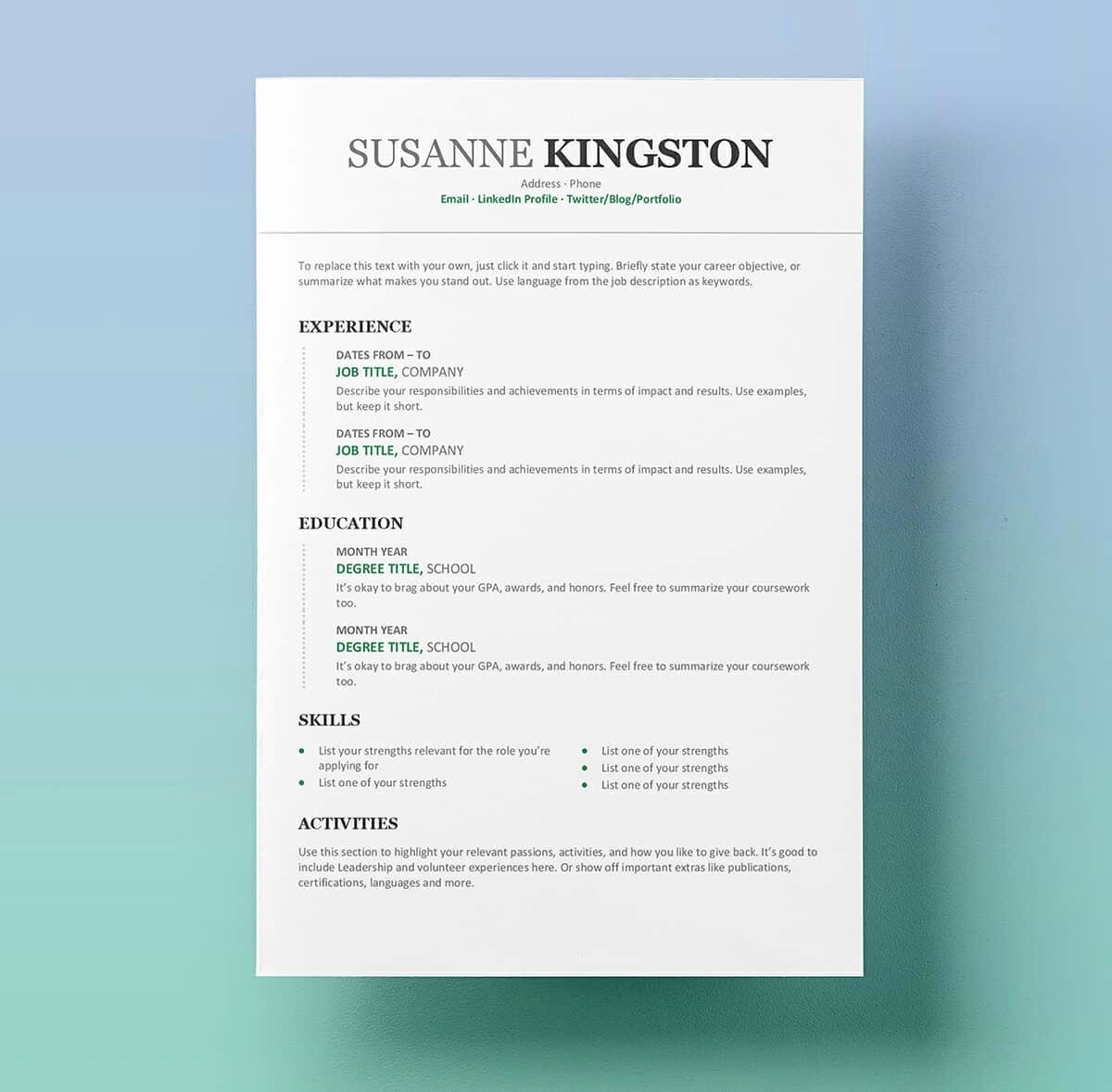 Resume Templates for Word Free 15 Examples for Download