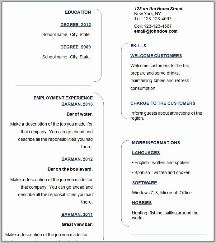 Resume Templates for Wordpad Template Resume Examples