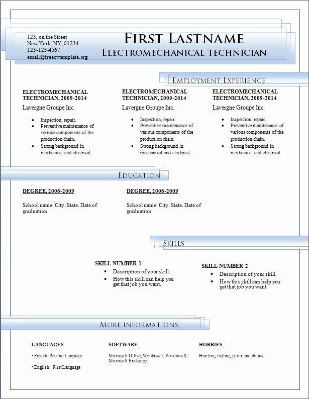 Resume Templates Free Download for Microsoft Word